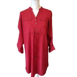 Motherhood Maternity Red Button-Down Tunic Dress S